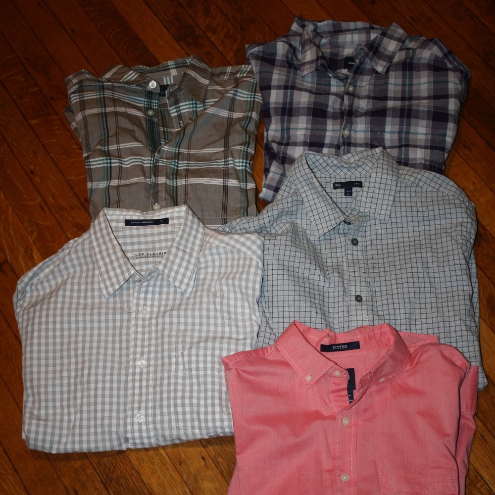 Gap (5) Dress Shirts Medium Long Sleeve Lot NEW